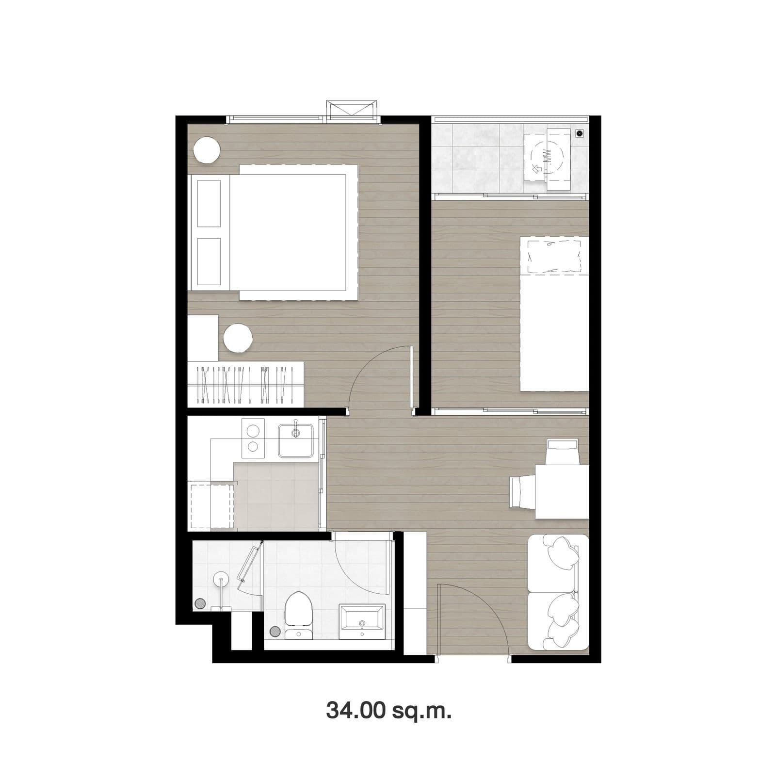 1 Bedroom Plus floor plan drawing